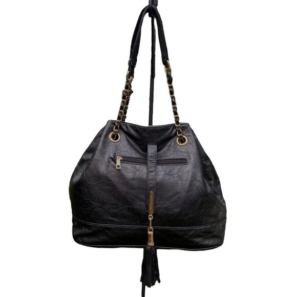 Mellow World Handbags - Mellow World Black  Faux Leather Hobo Bag